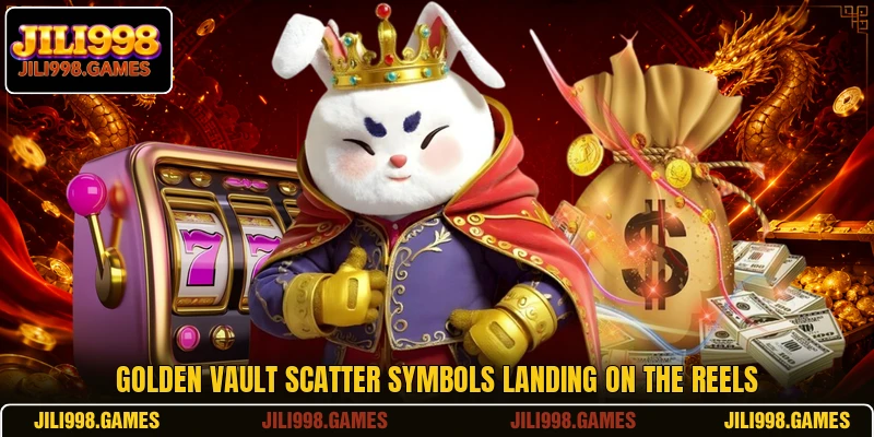 Golden vault scatter symbols landing on the reels