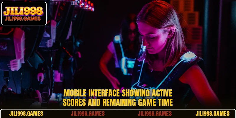Mobile interface showing active scores and remaining game time