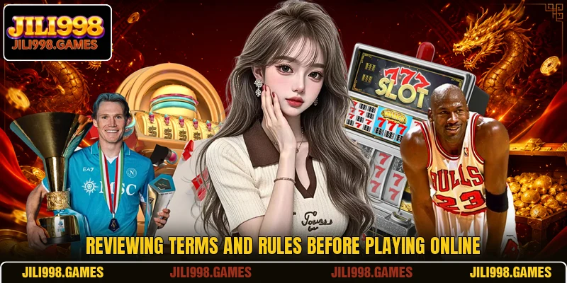 Reviewing terms and rules before playing online