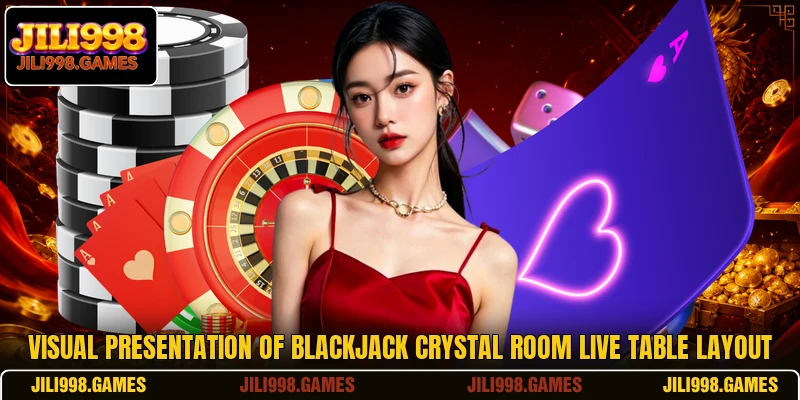Visual presentation of Blackjack Crystal Room live table layout
